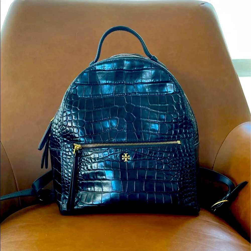 Tory Burch croc-embossed mini backpack